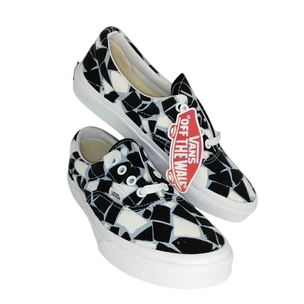 VANS Era Women's New Blk/Gray/White Patchwork Skateboard Sneakers - sz. 6 1/2